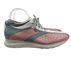 Alberto Guardiani Driving Sneaker Women 41 Pink White Colorblock Leather Lace Up